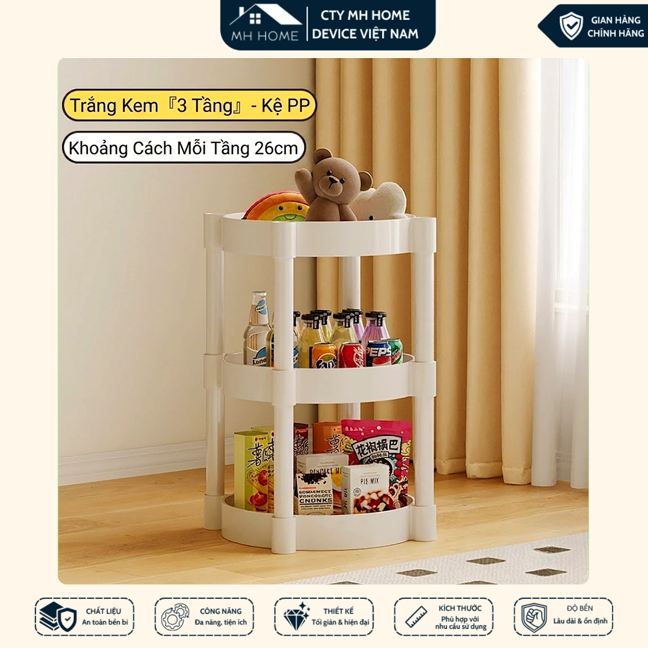 Kệ Để Đồ Đa Năng Có Bánh Xe Xoay 360° - Kệ Nhựa Nhiều Tầng Tiện Dụng Cho Nhà Bếp, Nhà Tắm, Phòng Ngủ